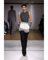 Shirring Jersey Jacquard Sleeveless Top - grey