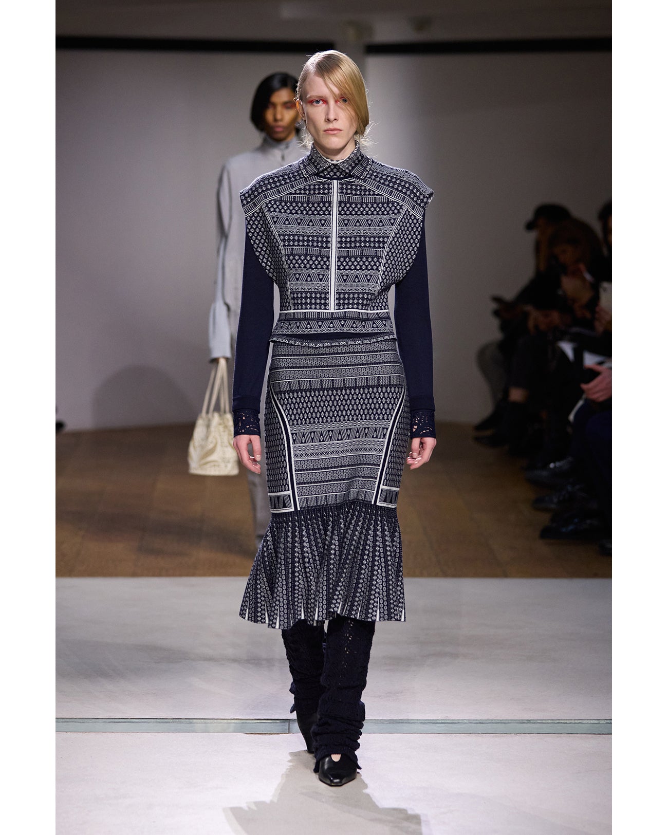 Detachable Embroidery Cuff Knitted Top - grey