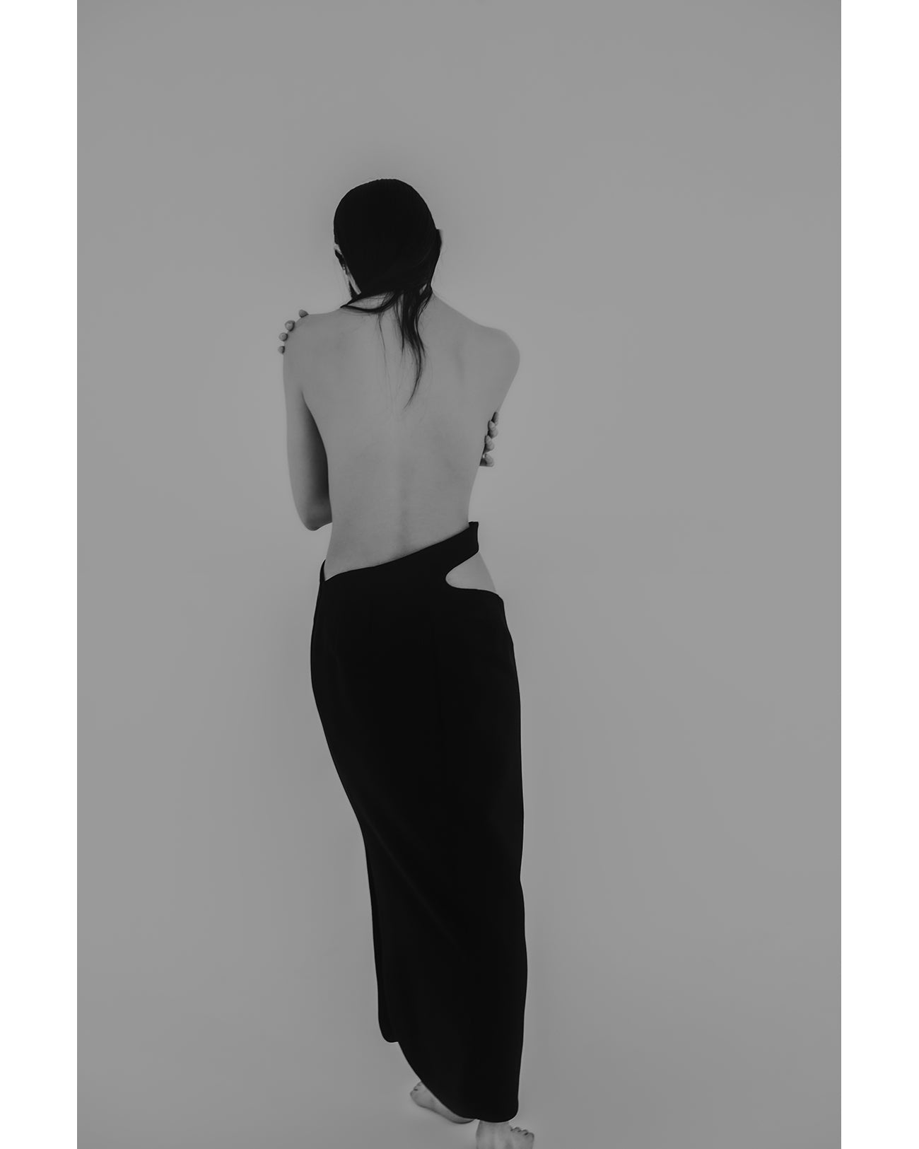Double Jersey Asymmetric Skirt - black