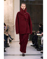 Wool Arupaka Shawl Collar Short Cort - bordeaux