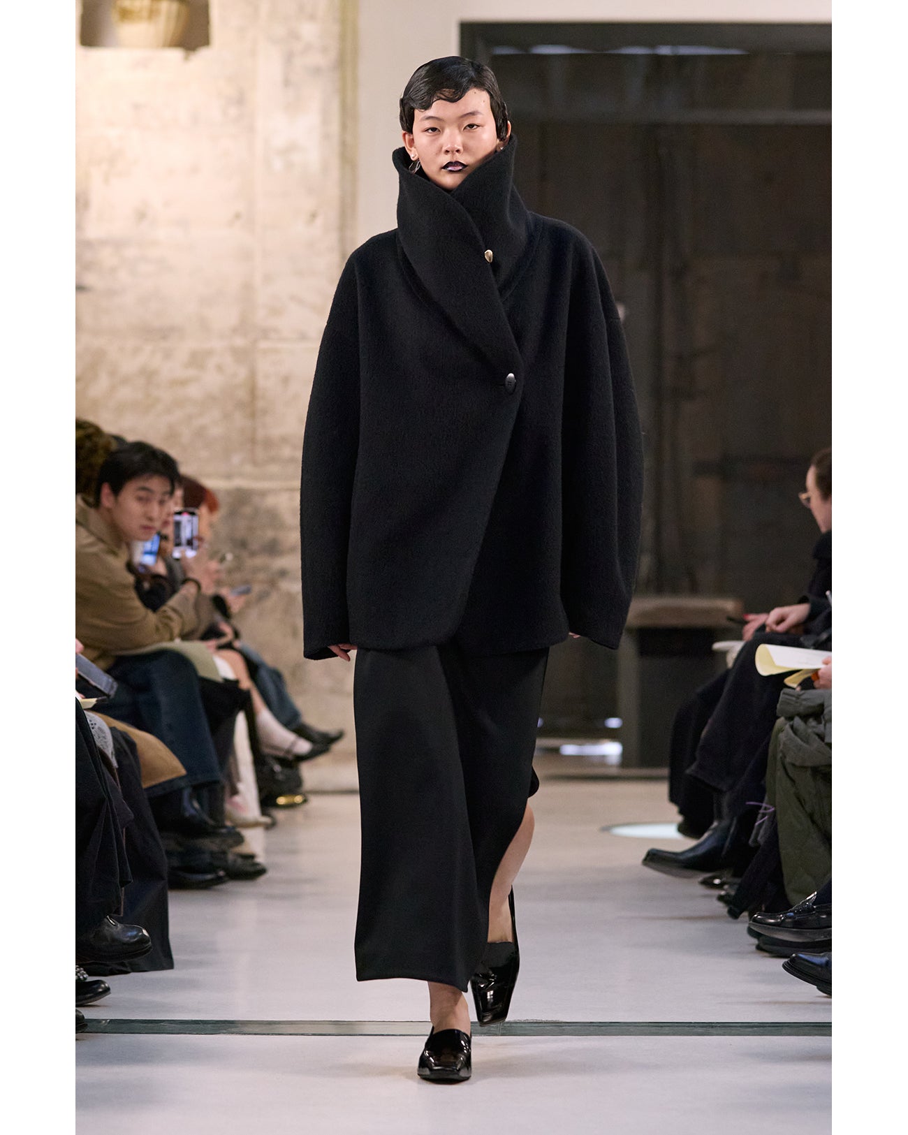 Double Jersey Asymmetric Skirt - black