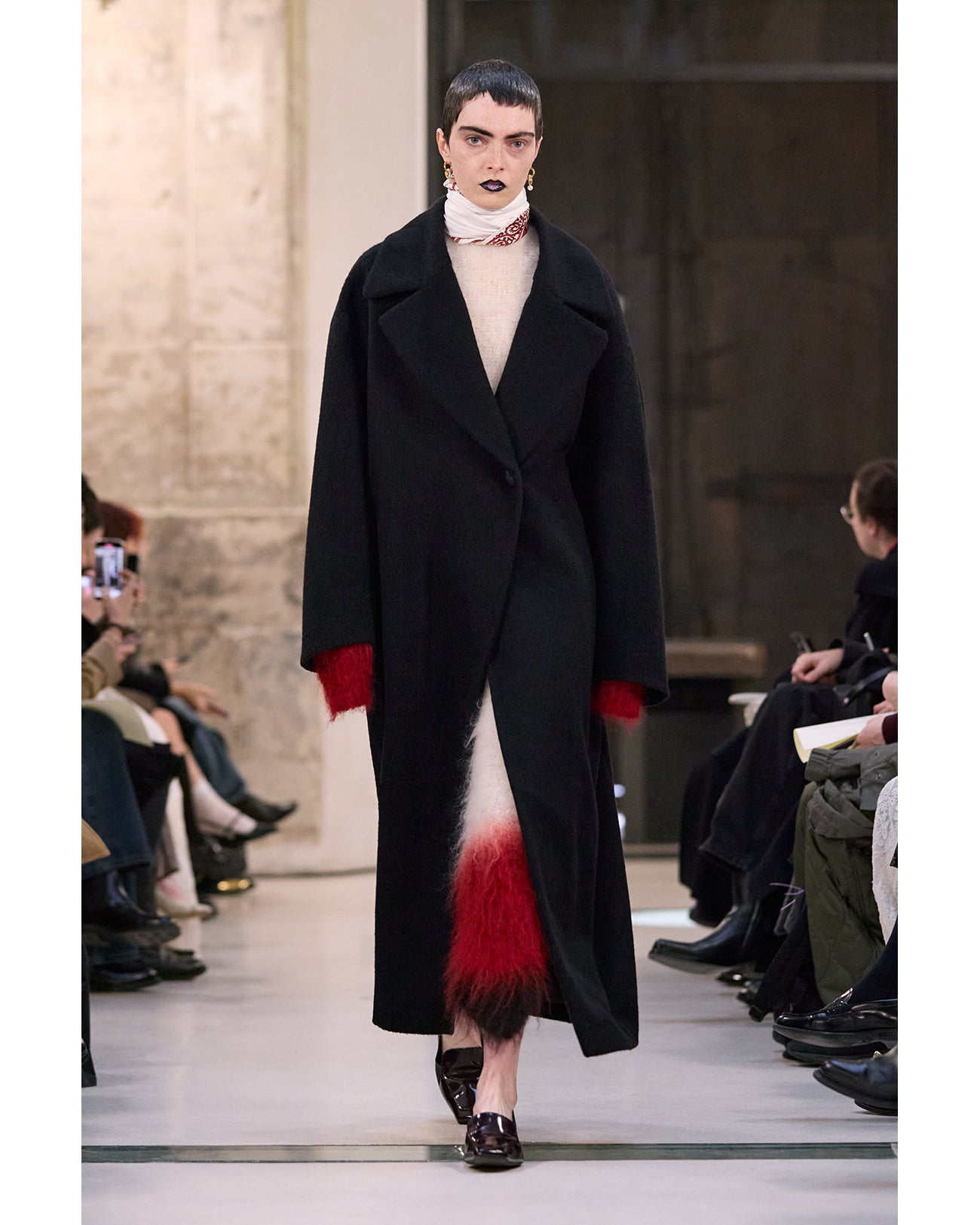 Hand Printed Silk Scarf - red - Mame Kurogouchi