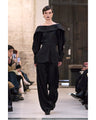 Embossed Leather Motif Triacetate Top - black