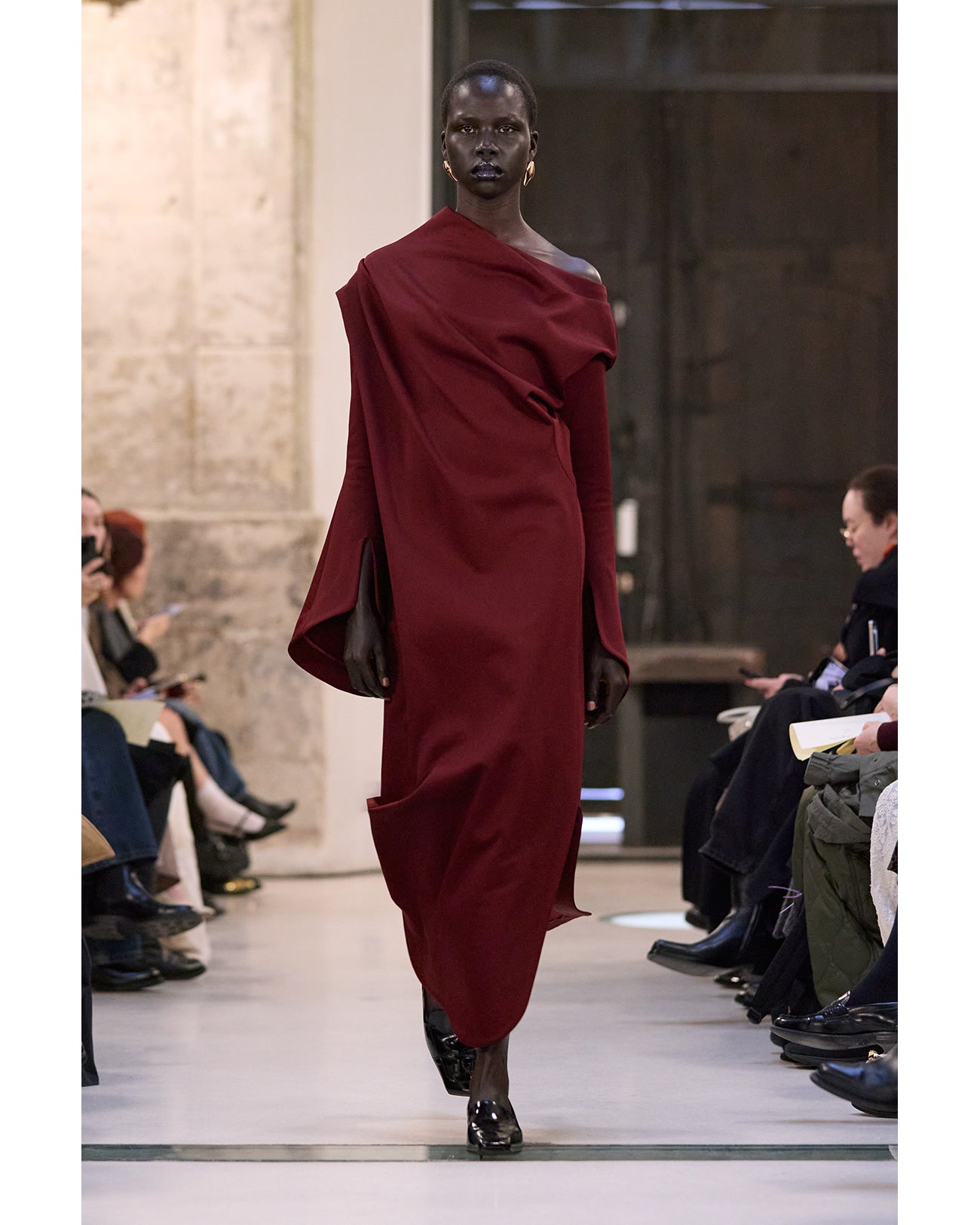 Double Jersey Asymmetric Dress - bordeaux