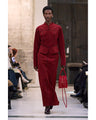 Cording Embroidery Demi Lune Handbag - red
