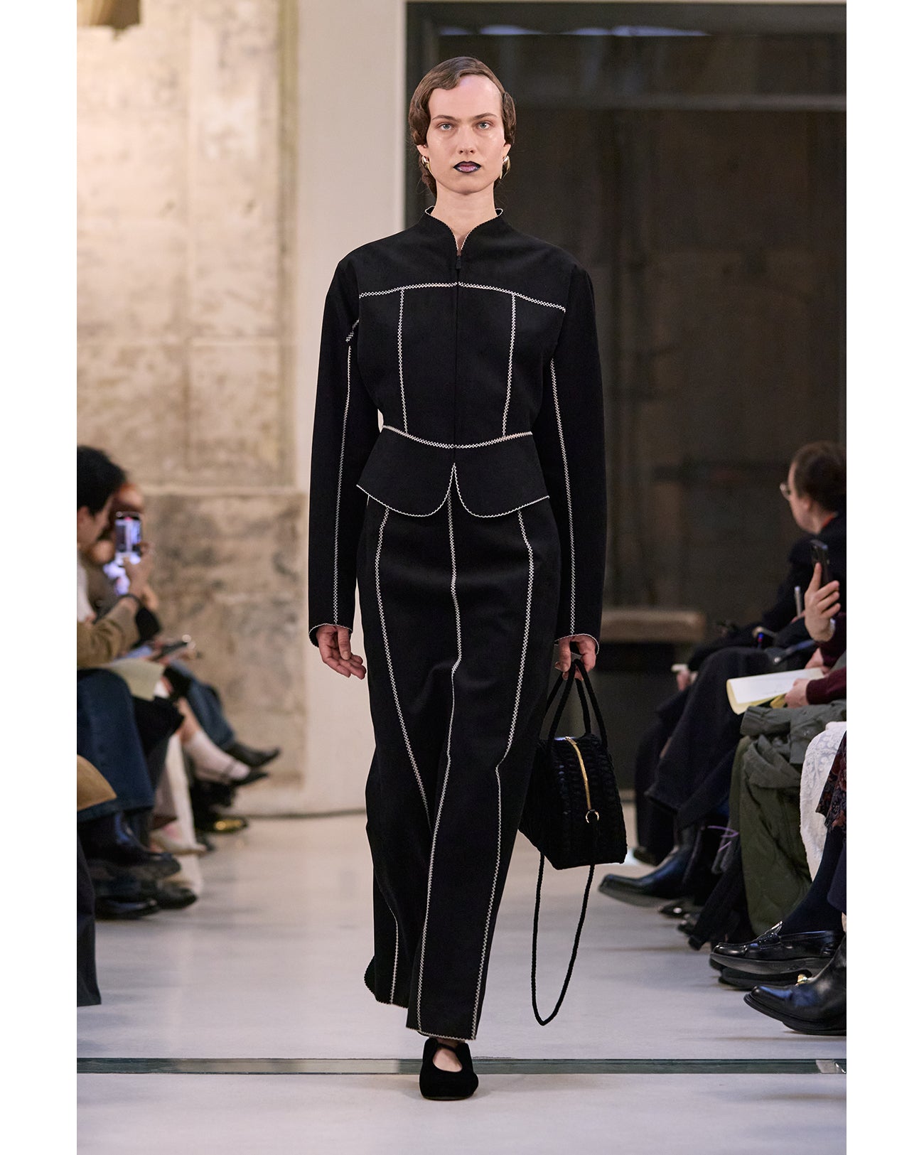 Synthetic Leather Fancy Ftitch Jacket - black
