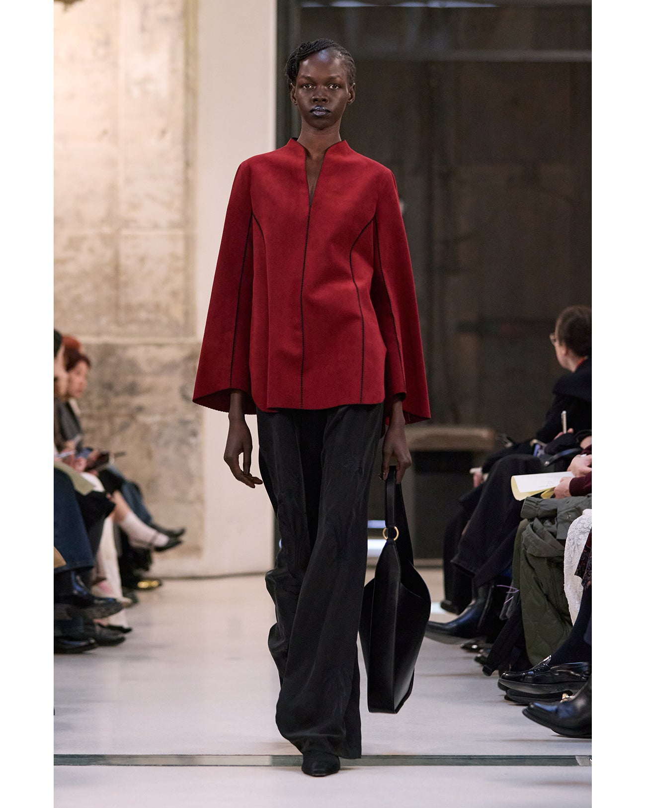 Synthetic Leather Fancy Ftitch Top - bordeaux