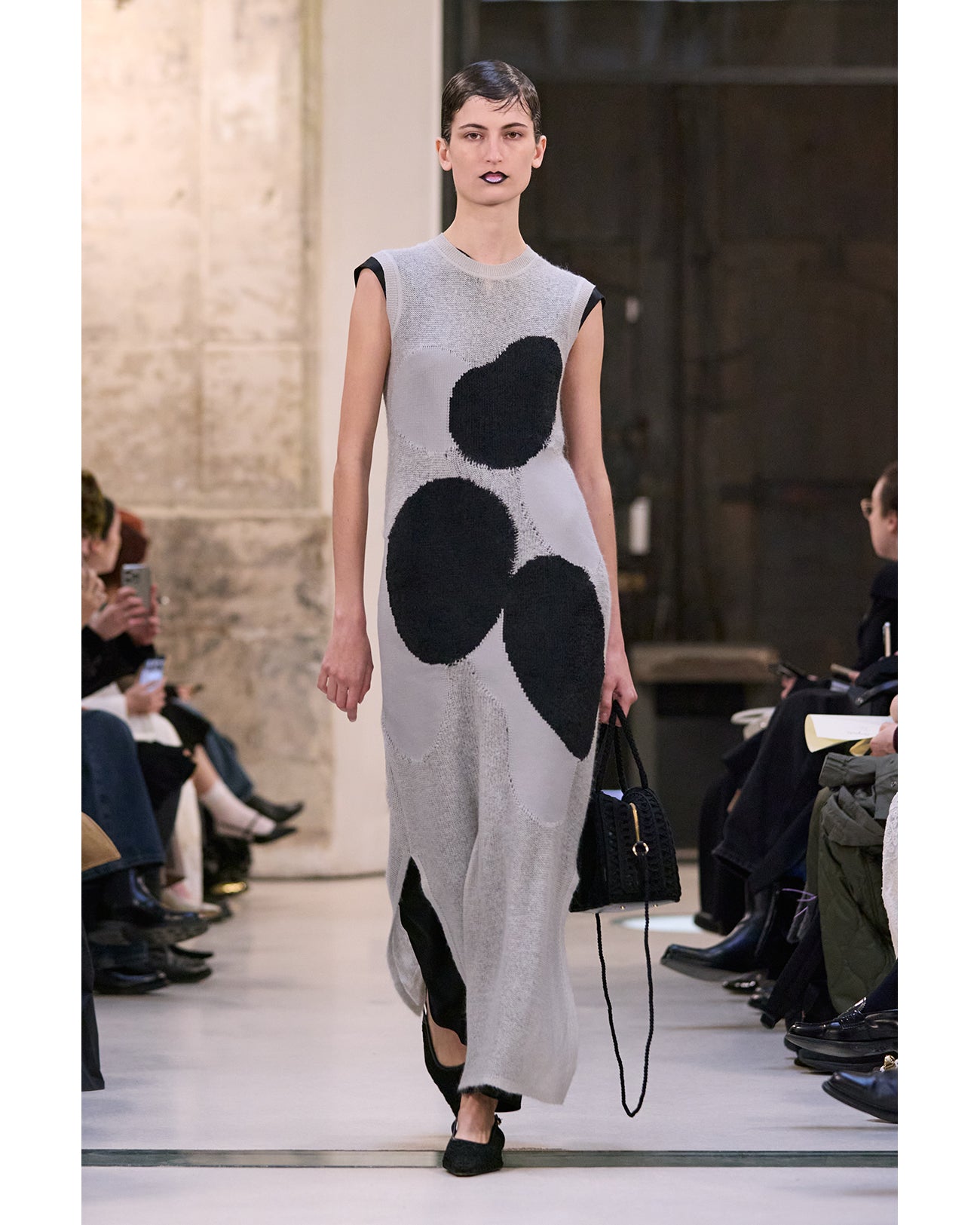 "Katachi" Motif Knited Dress - grey