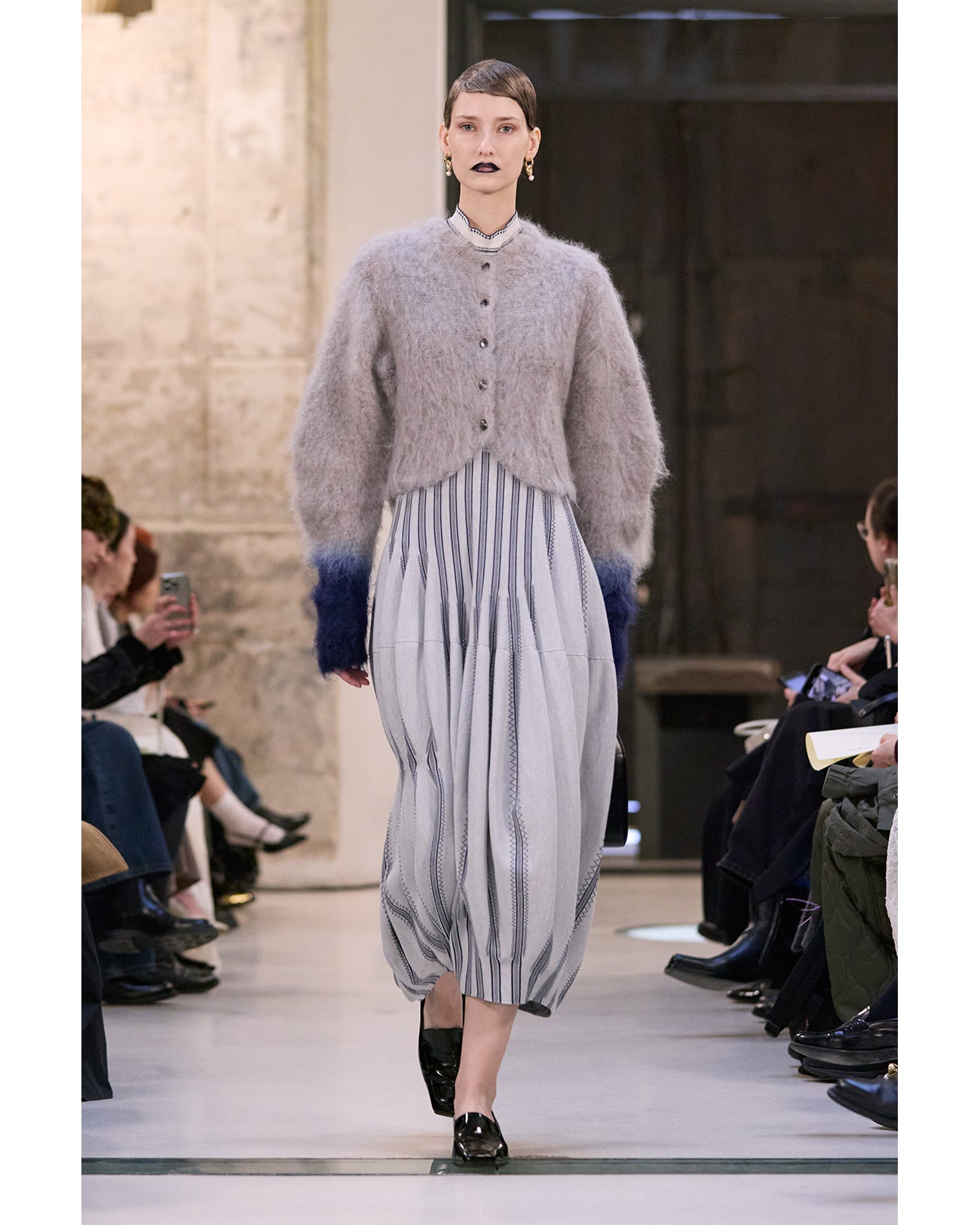 Asymmetric Knitted Volume Dress - grey