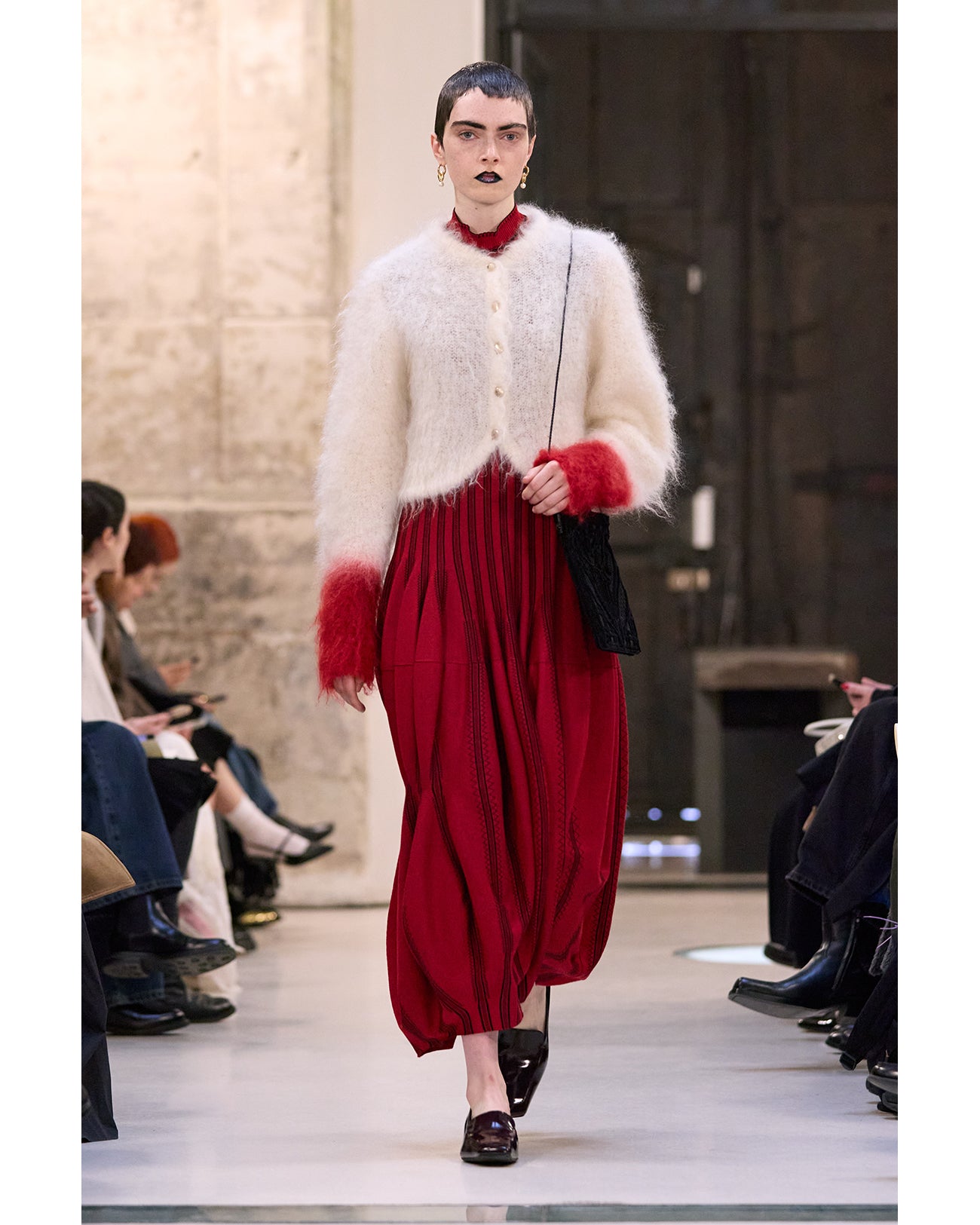 Fur Knitted Cardigan - white