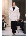 Floral Jacquard Rounded Down Jacket - ecru