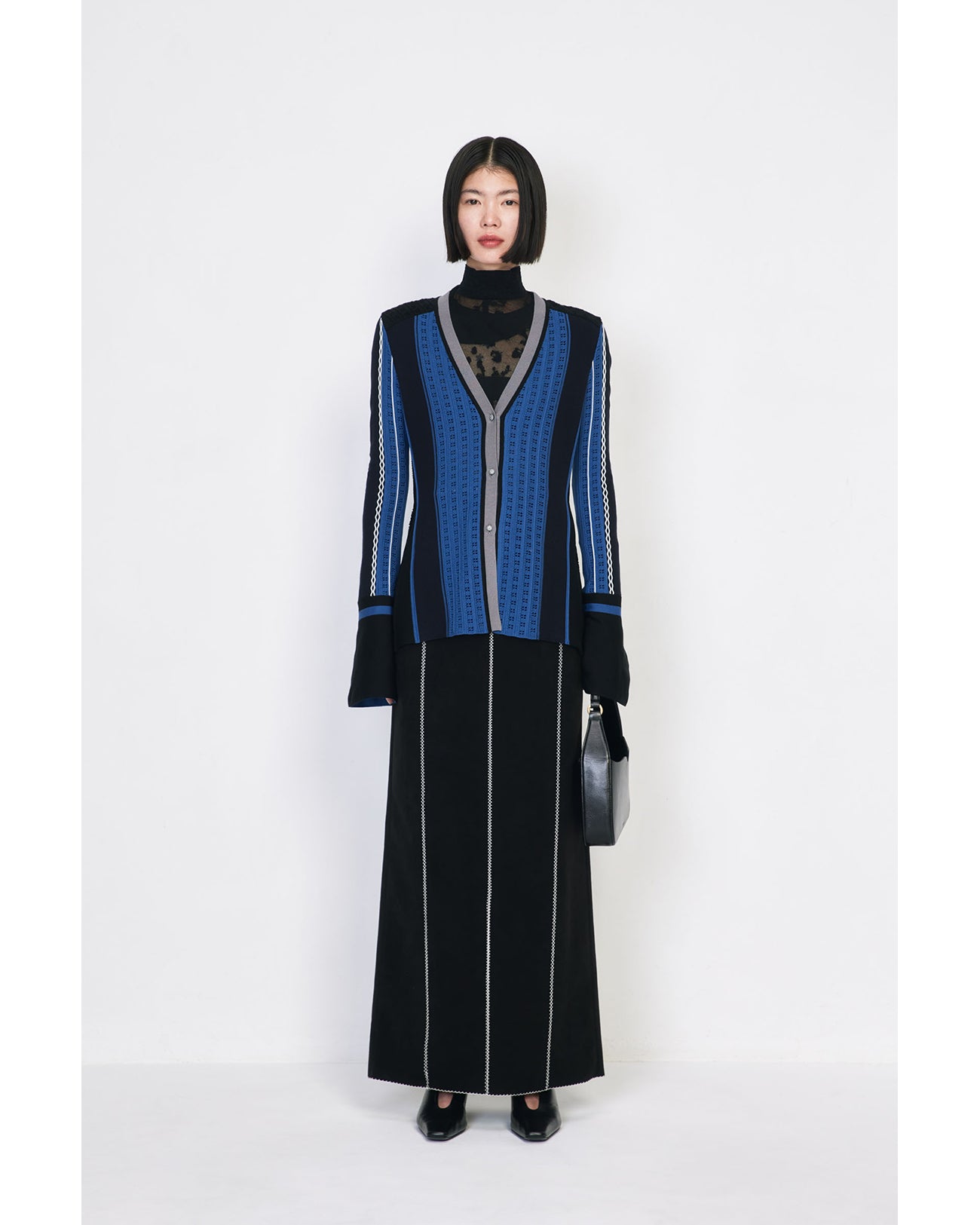 Knitted High Neck Top - black
