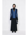 Geometric Pattern Knitted Cardigan - navy