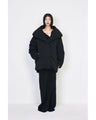 Floral Jacquard Asymmetry Drape Dress - black