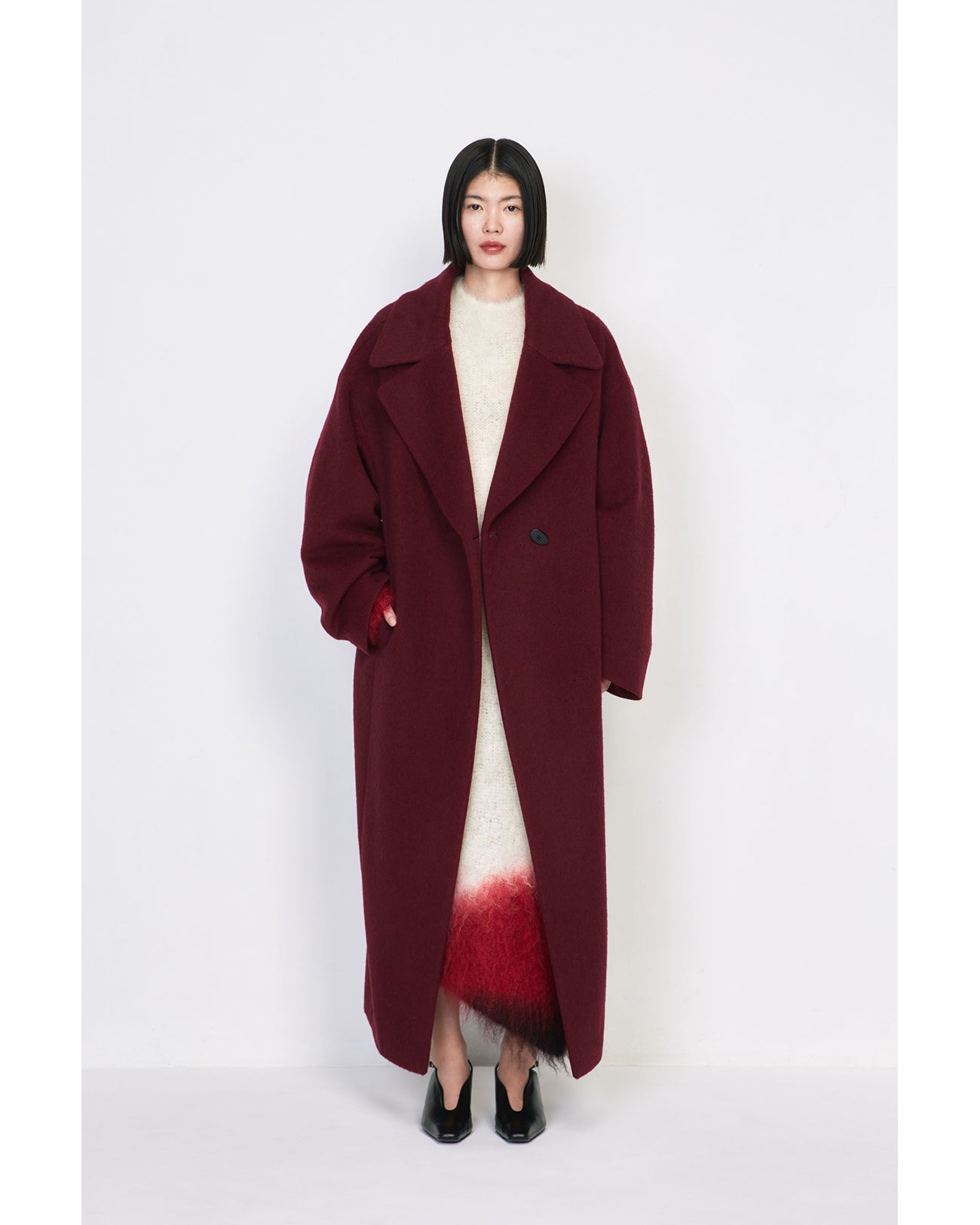 Fur Knitted Dress - white