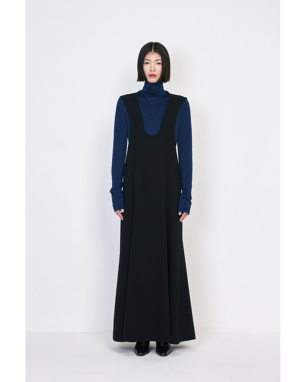 Wool Venetian Flare Dress - navy