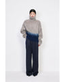 Embossed Leather Motif Triacetate High Waisted Trousers - navy