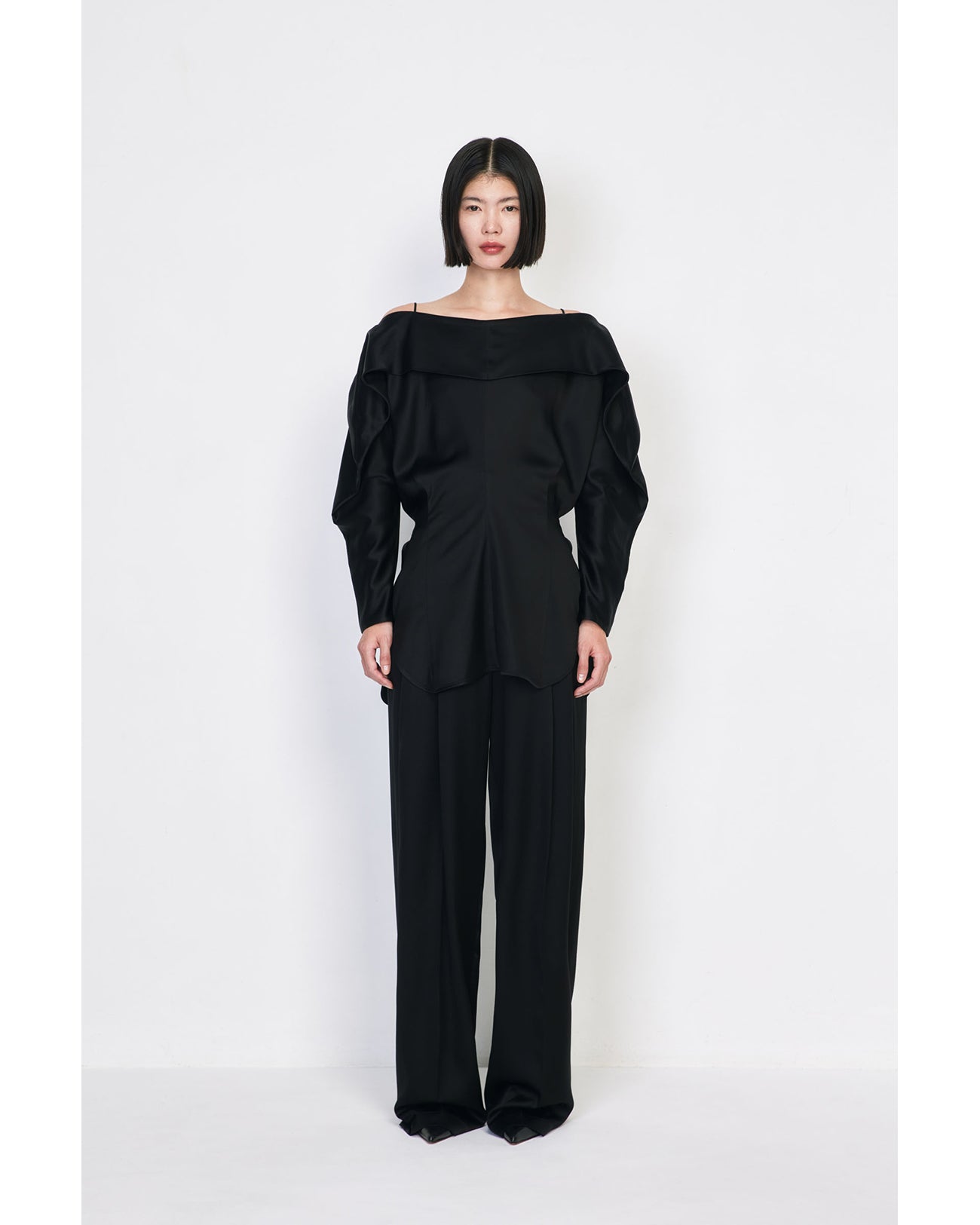 Embossed Leather Motif Triacetate Top - black