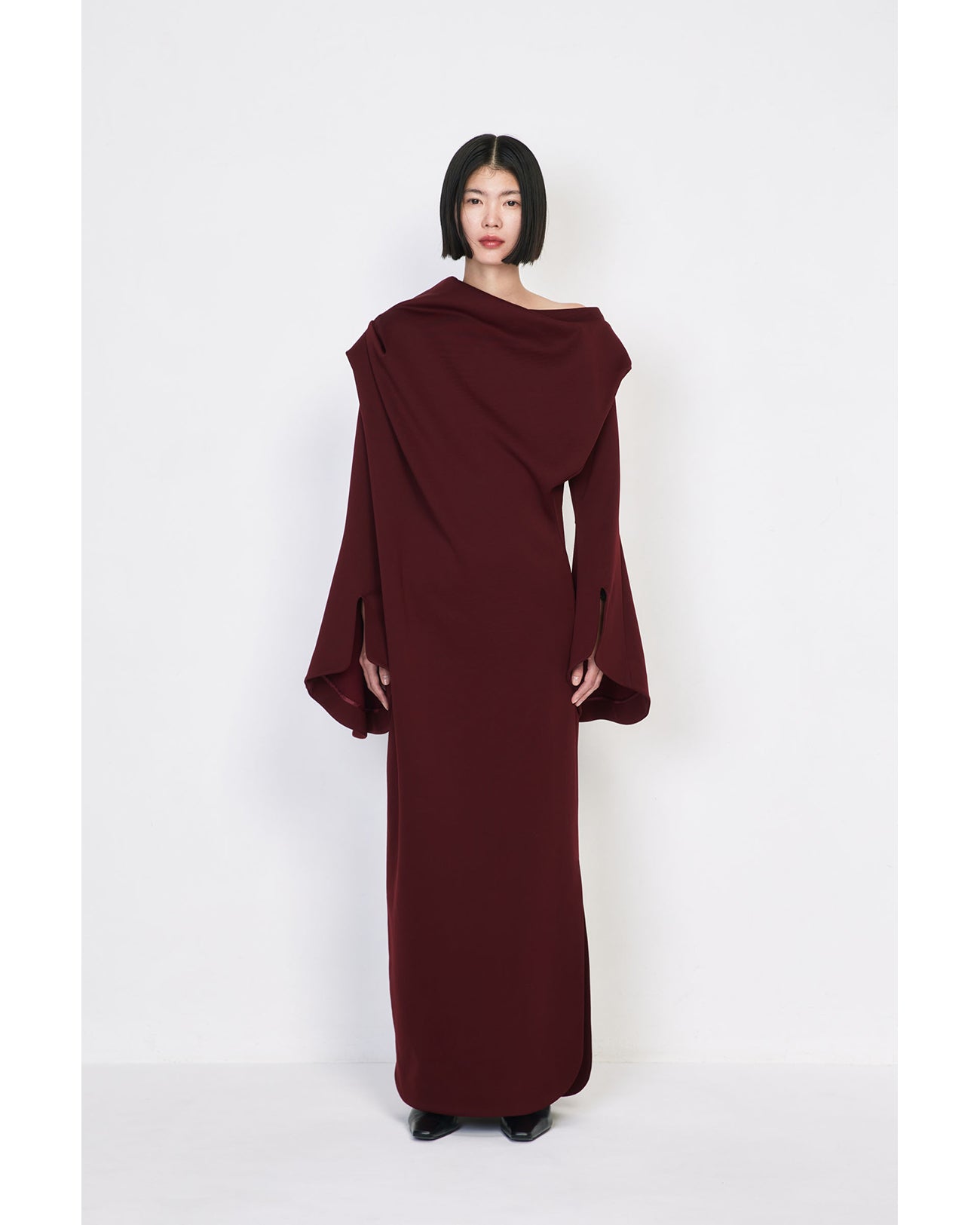 Double Jersey Asymmetric Dress - bordeaux