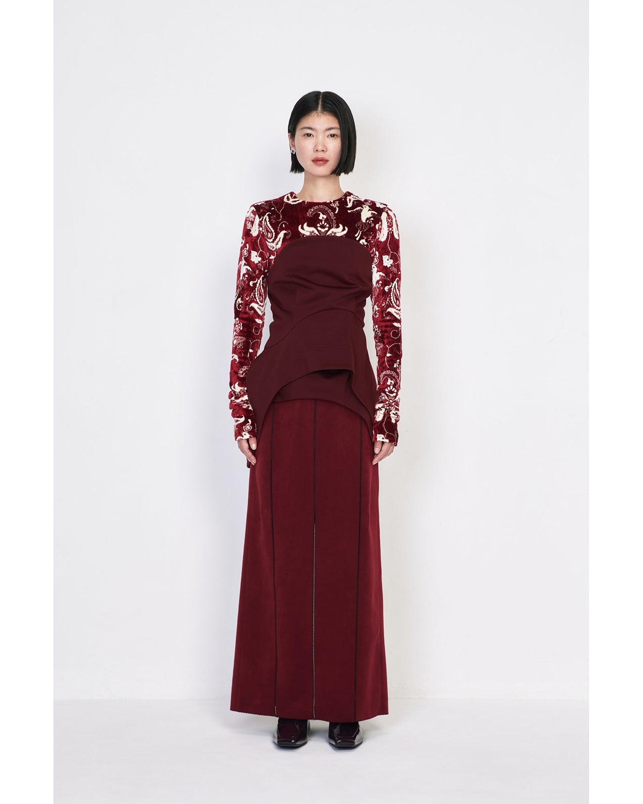 Double Jersey Asymmetric Bustier - bordeaux