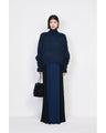 Silk Knited High neck Top - navy