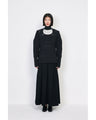 Shirring Jersey Jacquard Flare Skirt - black
