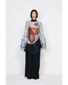 Floral Jacquard Asymmetry Drape Skirt - black