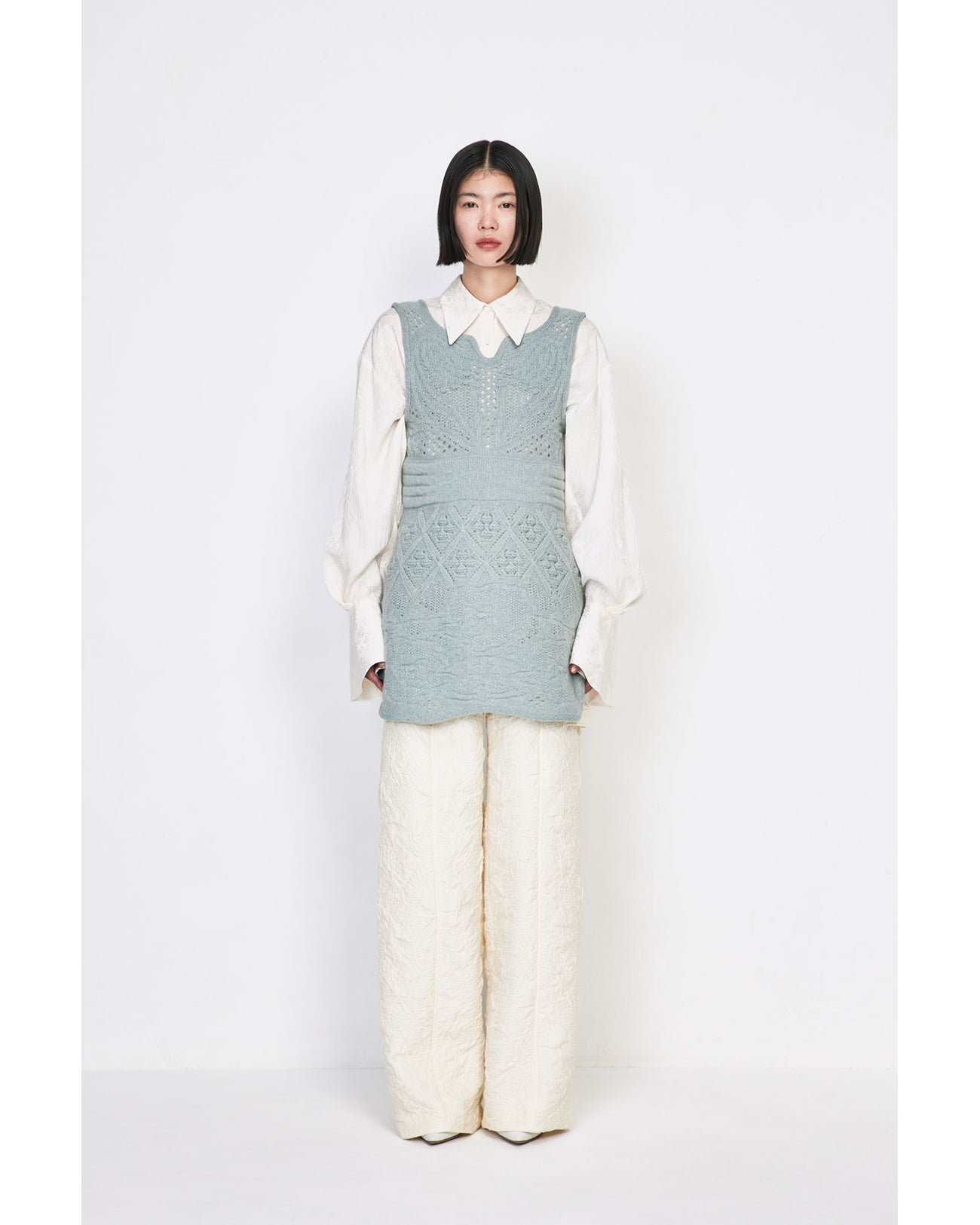Floral Jacquard Shirt - ecru