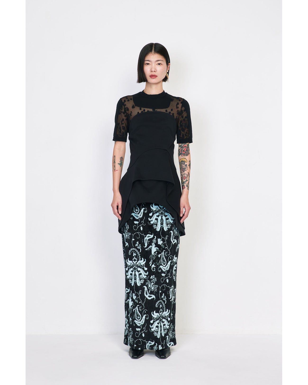 Velour Jersey I-Line Skirt - navy
