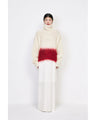 Fur Knitted High Neck Top - white