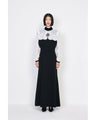 Triacetate Georgette Embroidery Collar Dress - navy