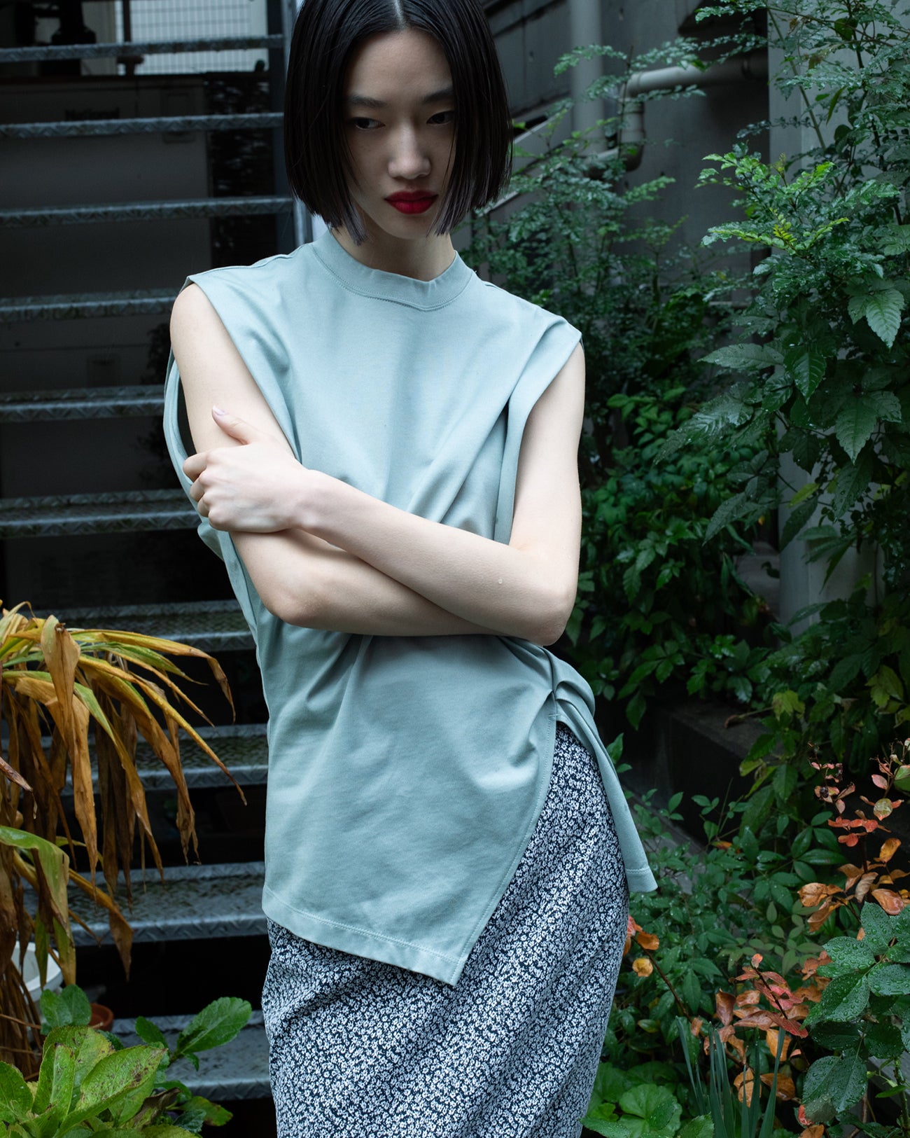 Mame Kurogouchi：Suvin Cotton Jersey Top - BLACK - ORANN
