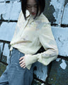 Marble Print Silk Shirt - beige