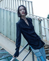 Geometric Pattern Knitted Skirt - blue