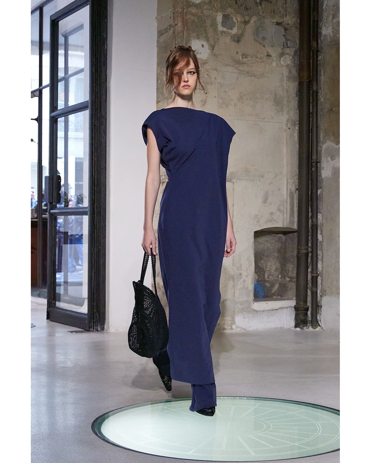 Double Jersey Asymmetric Dress - navy