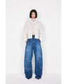 Nature Pattern Jacquard Wide Leg Jeans - blue