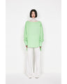 Nature Pattern Sheer Knitted High Neck Top - white