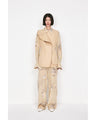 Marble Print Silk Shirt - beige