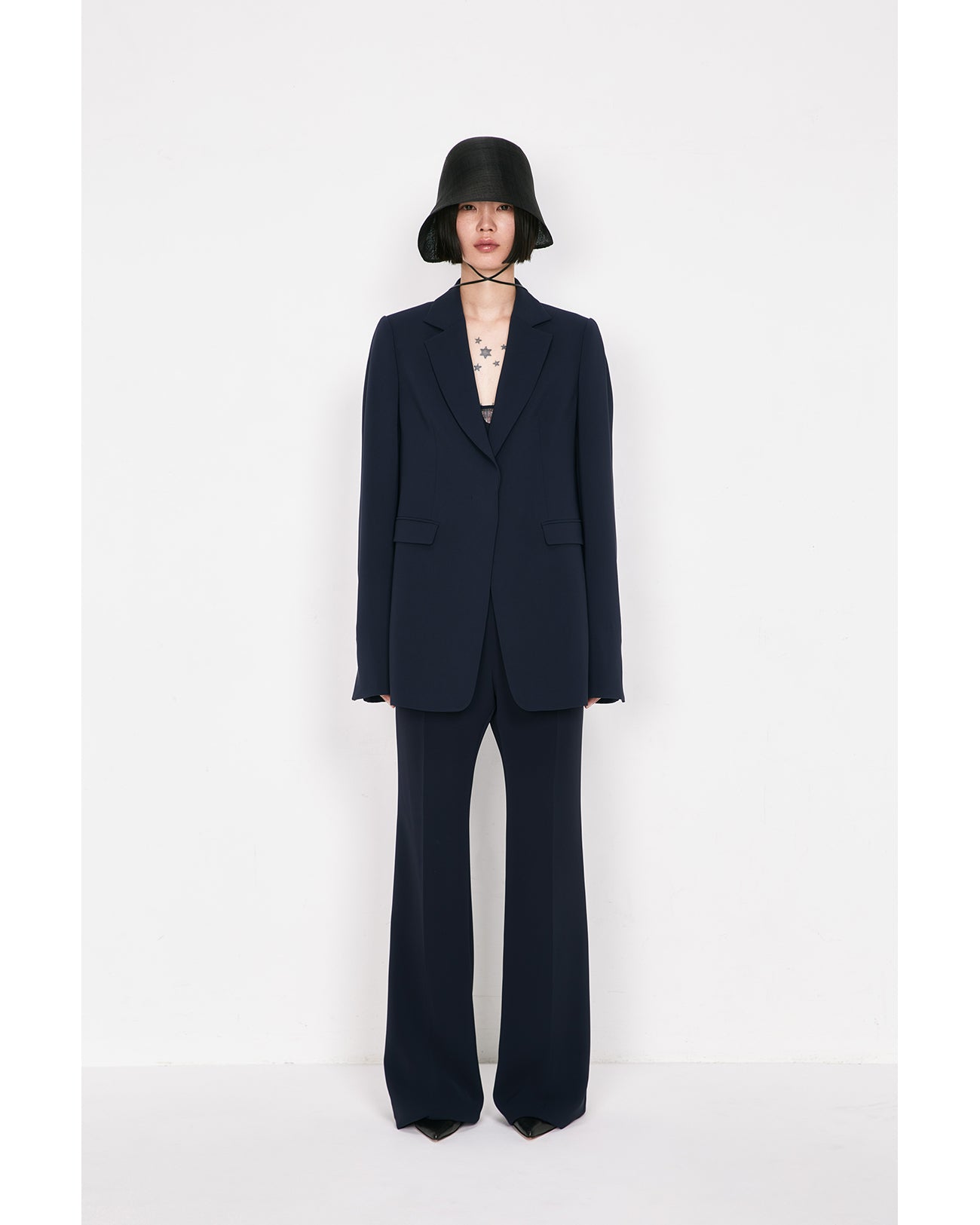 Triacetate Polyester Georgette Jumpsuits - navy