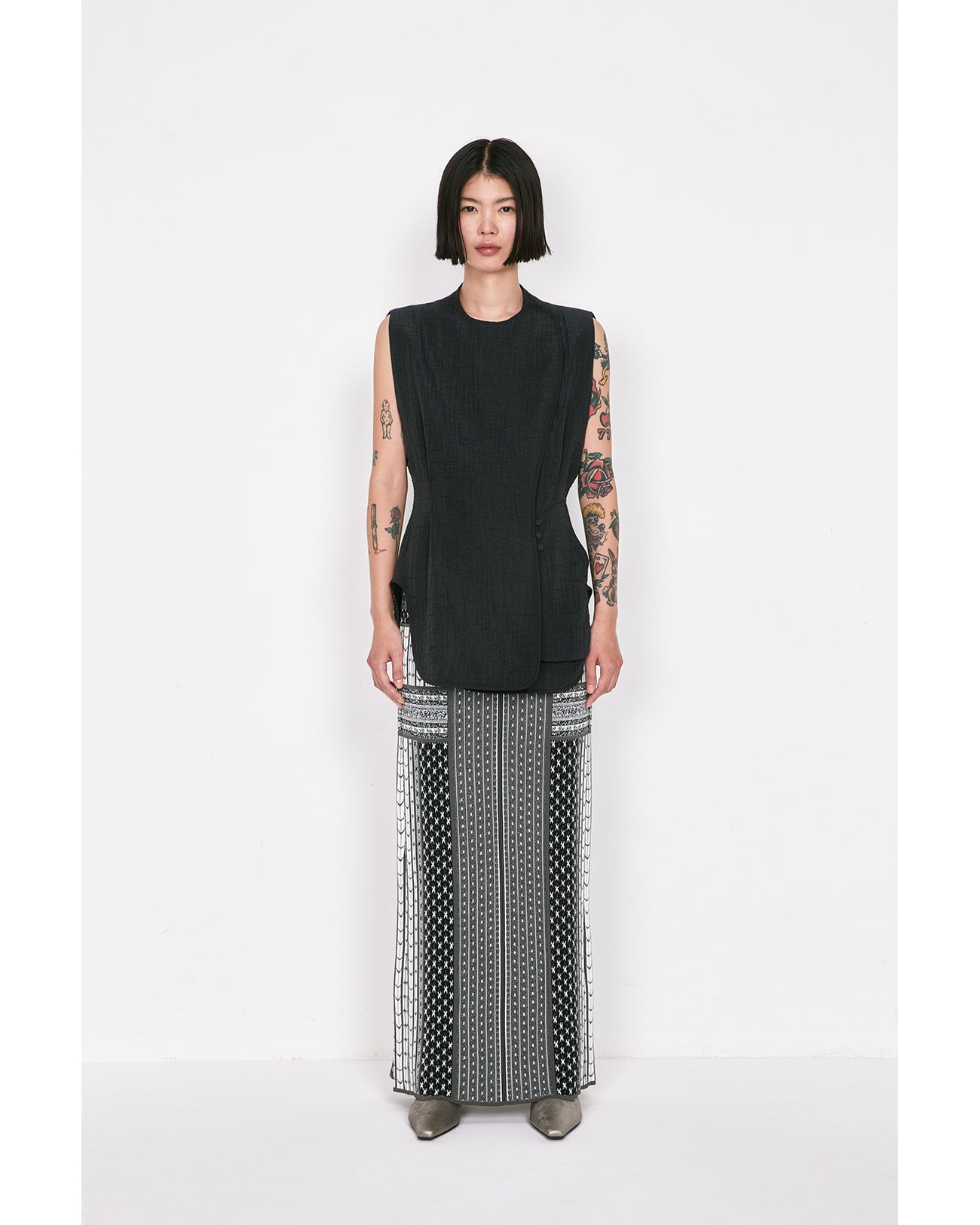 Geometric Pattern Knitted Skirt - blue