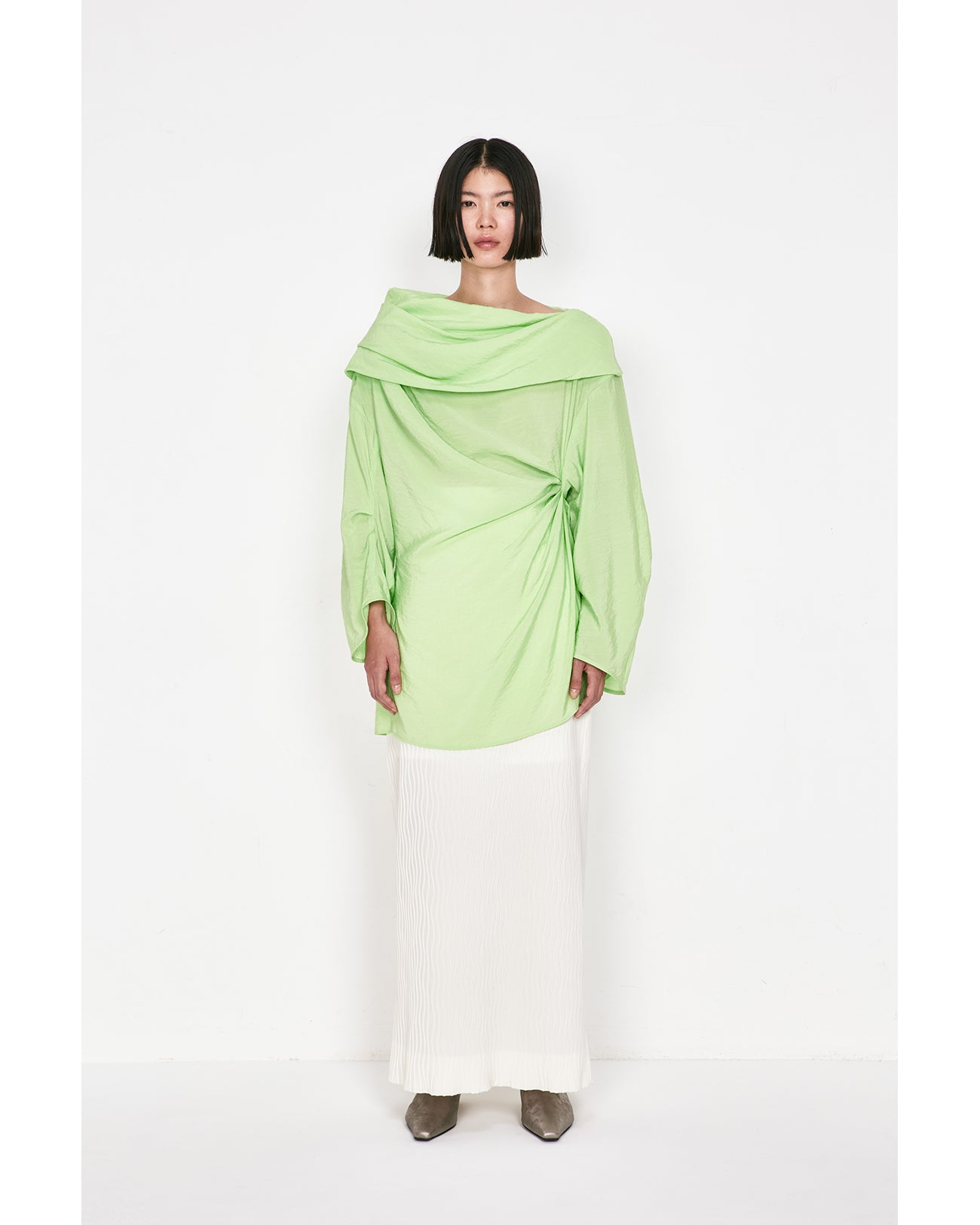 Wave Pleats Skirt - ecru