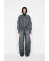 Nature Pattern Jacquard Short Denim Jacket - blue