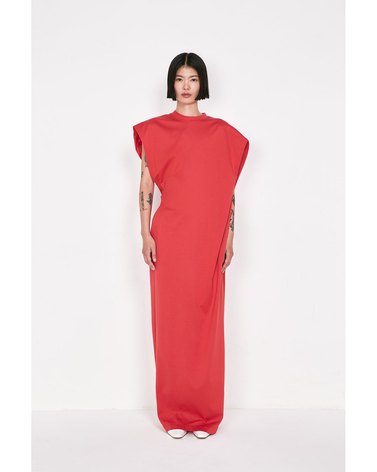 Cotton Jersey Asymmetric Dress - red