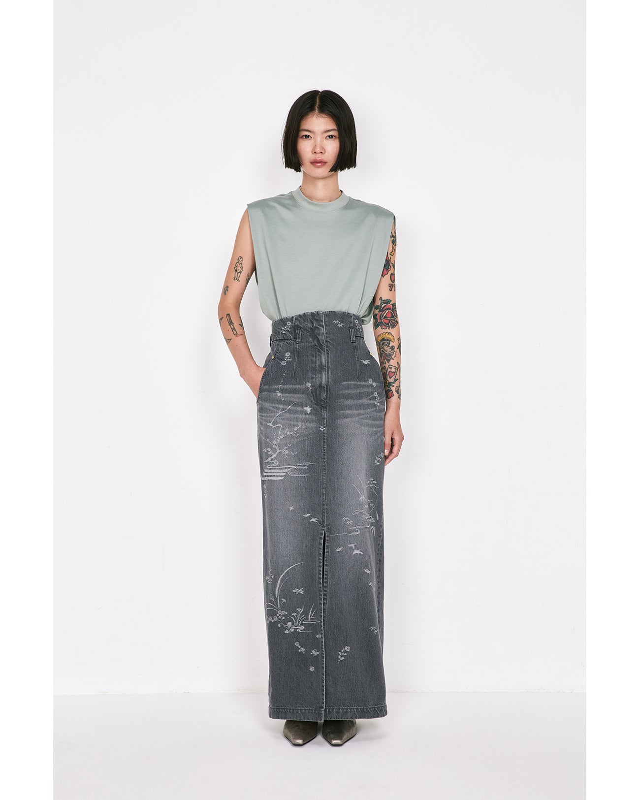 Cotton Jersey Asymmetric Sleeveless Top - black