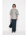 Stripe Jacquard Open-Collar Shirt - blue