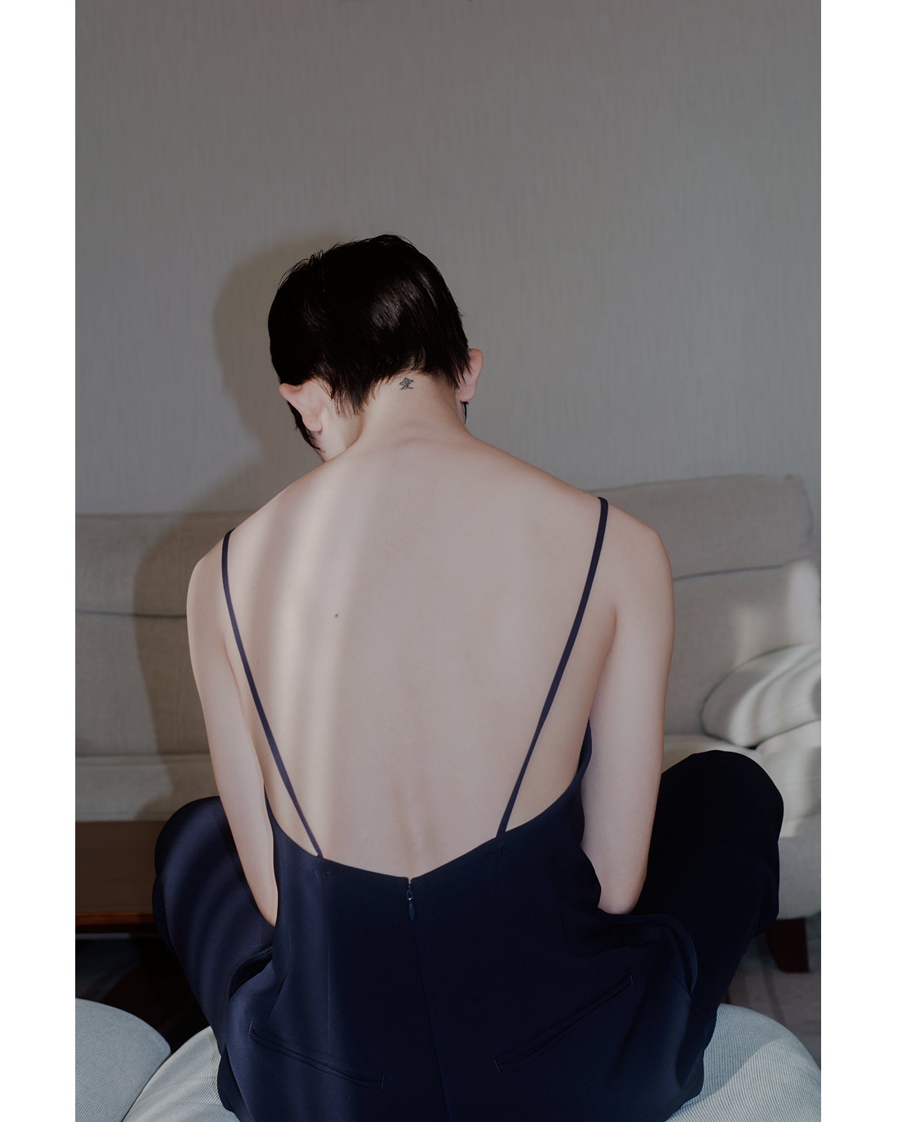 Triacetate Polyester Georgette Jumpsuits - navy