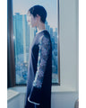 Floral Lace-Sleeve Classic Dress - black