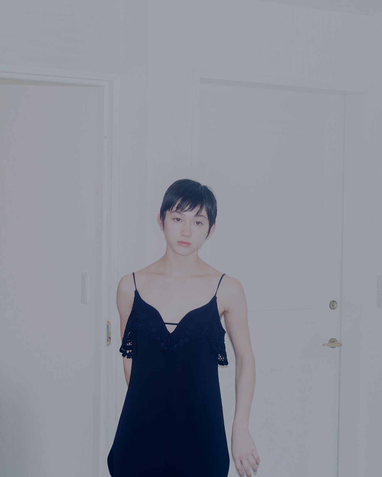 Embroidered Camisole Top - navy