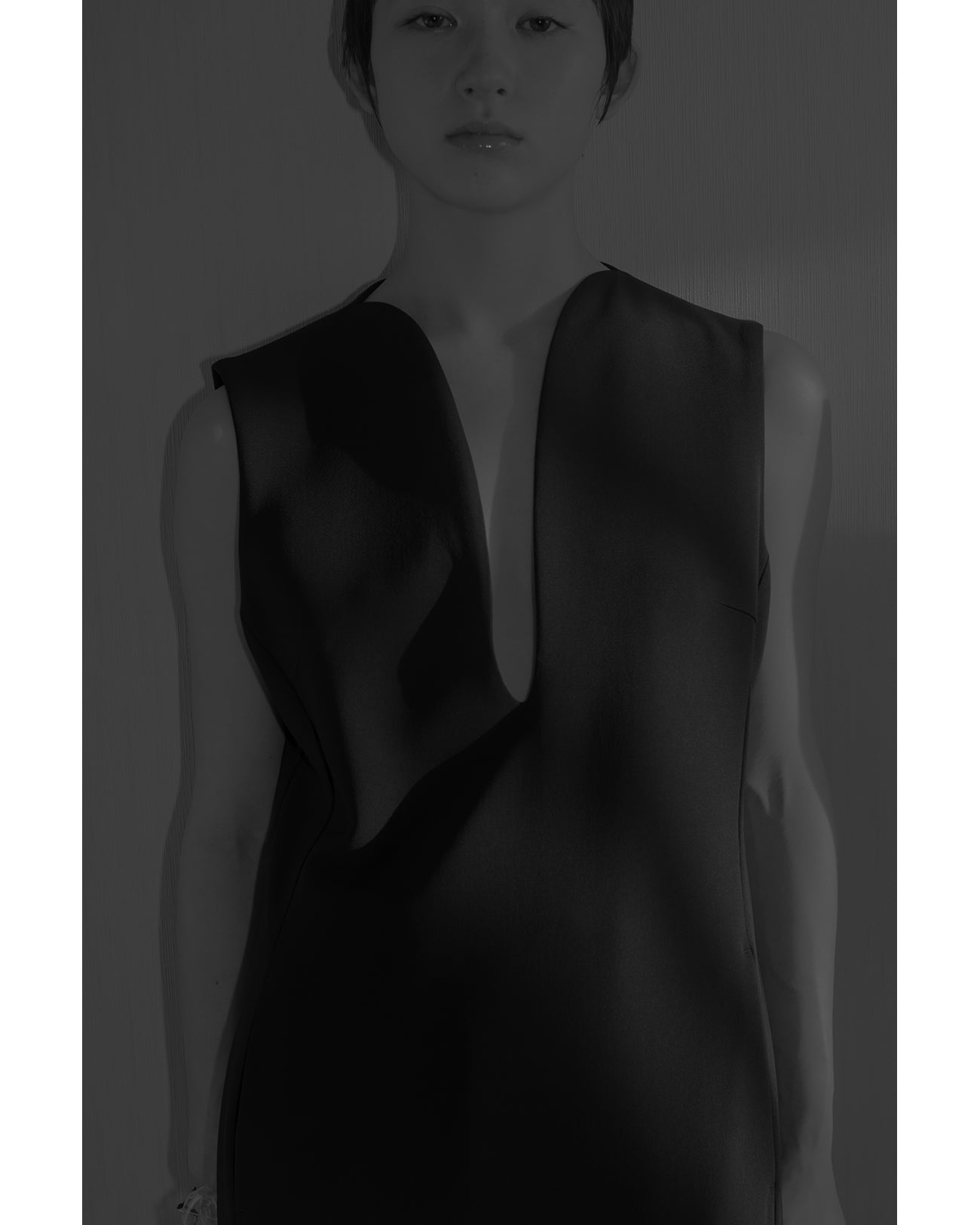Triacetate Polyester Plunged Sleeveless Dress - navy