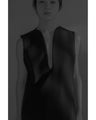 Triacetate Polyester Plunged Sleeveless Dress - navy